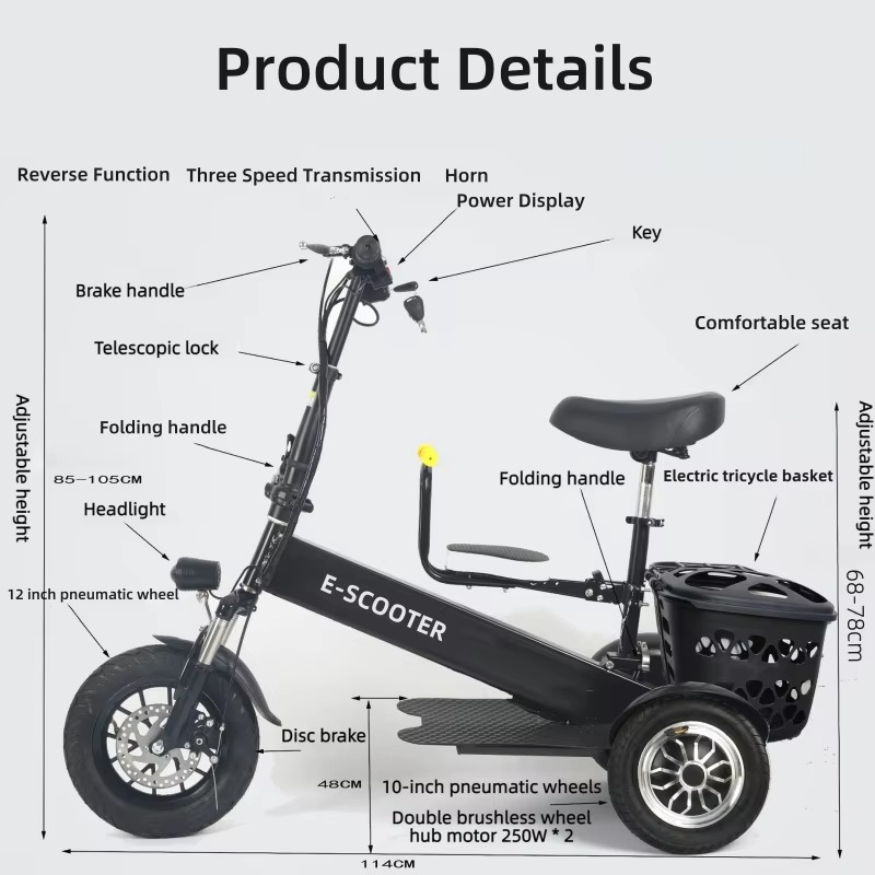 【2026】3 Wheel 2 Seats Folding  - огляд і ціна Electric Scooter Adults